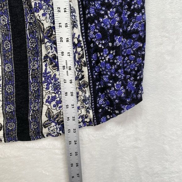 Lucky Brand top Womens S Short Sleeve Peasant Blue Print floral - flaw - Picture 3 of 6